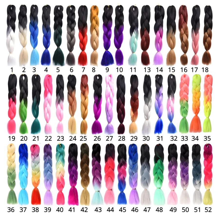 Leeons Фиолетовый Розовый Синий Jumbo Braid Синтетические Ombre Плетение Наращивание Волос 24