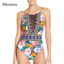Blesskiss, сексуальный сетчатый Цельный купальник для женщин,, с цветочным принтом, с открытой спиной, цельный, с подкладкой, одежда для плавания, купальный костюм для женщин, для плавания