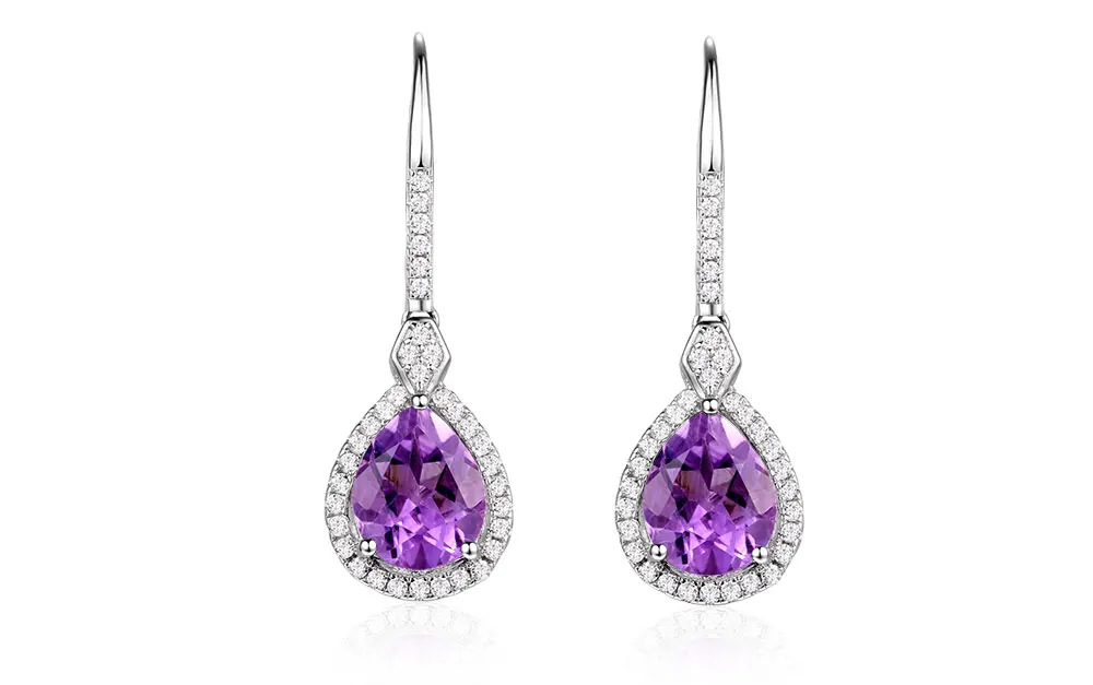 silver amethyst earrings CASE01840SD-1