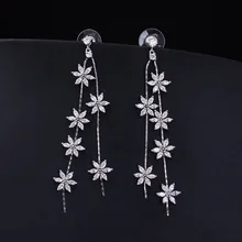 Роскошная маркиза кластер снежный цветок форма кубического циркония 925 Серебро Висячие и длинные серьги