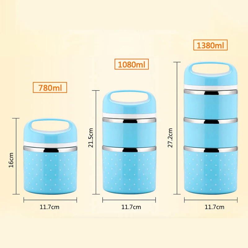 Portable Cute Leak-Proof 1-3 Layers Stainless Steel Thermal Lunch Boxs For Kids Picnic Container For Food Storage Insulation