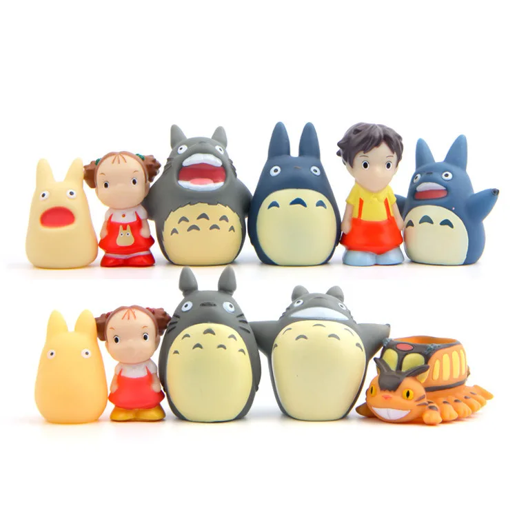 TOTORO mini Ghibli, милая аниме фигурка, пластиковая ПВХ Модель, украшение для дома, автомобиля, куклы, рождественский подарок, Комплект детских игрушек