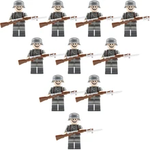 10 шт. WW2 немецкие армейские солдатики, строительные блоки, кирпичи, военные фигурки, оружие, модель оружия, аксессуары, кирпичные блоки, игрушки