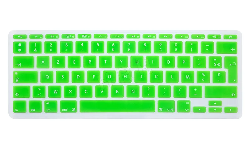 HRH Высокое качество 50 шт AZERTY французский силиконовый чехол для клавиатуры защитная пленка для Mac book Air 11,6 дюймов Версия ЕС - Цвет: Green