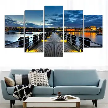 

No Frame)City And Bridge 5 Panels/Set Large Hd Picture Canvas Print Painting Artwork Wall Decorative Painting F255 dropship