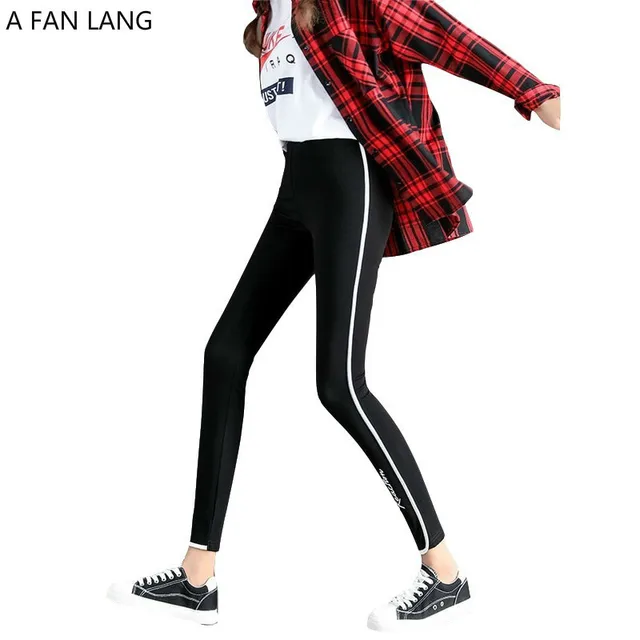 A FAN LANG Slacks, Women's Pants Bodybuilding Underpant Woman Striped Pants Autumn Plus Size Push Up Sports Pants Trousers
