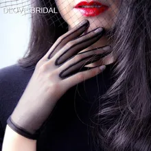 Короткие Прозрачные тюлевые перчатки, Свадебные Вечерние перчатки, перчатки на весь палец, аксессуары для фотосессии, перчатки для Хэллоуина