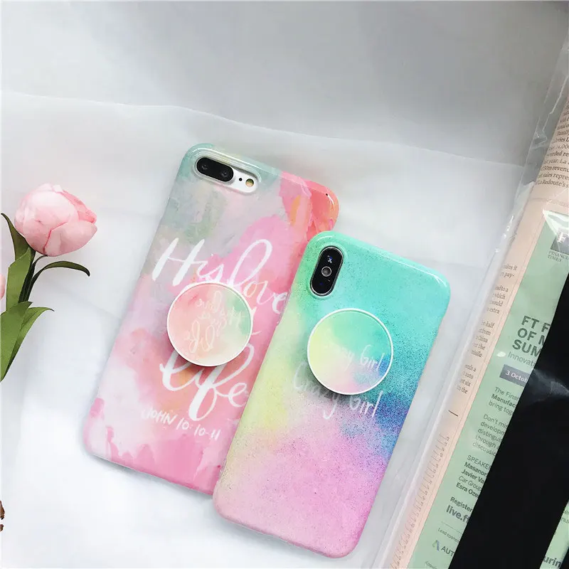 

Fashion Cartoon Gradient Phone Case For iPhone 6 6S 7 8 Plus X XSMAX Multifunction Balloon Holder Soft IMD Phone Back Cover
