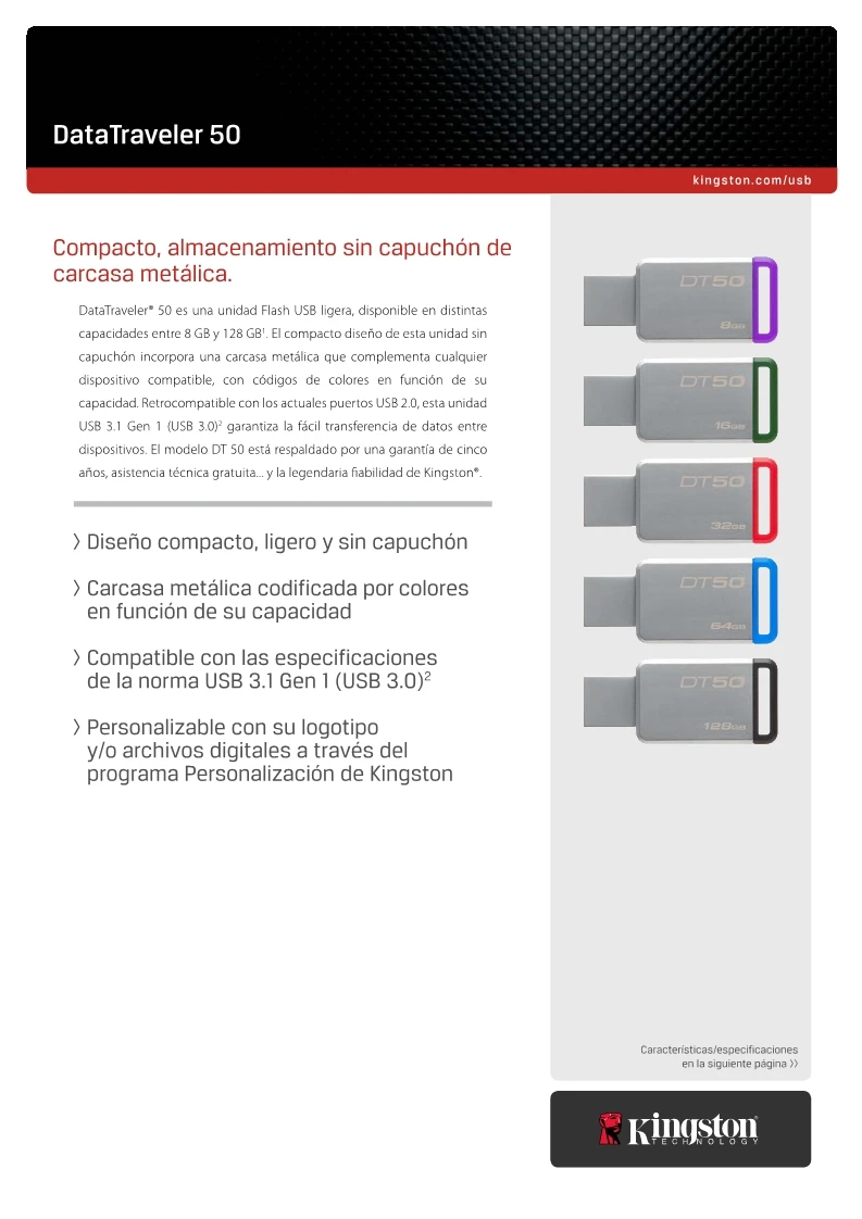 Оригинальные USB флеш-накопители kingston DT50 из нержавеющей стали, USB 3,1, 32 ГБ, 64 ГБ, 128 ГБ, u-диск, USB флеш-накопитель, 16, 32, 64 ГБ, флешки