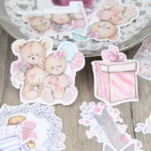 22 unids/set pintado a mano acuarela oso muñeca flor cuenta álbum diario DIY adhesivos caseros decorativos paquete scrapbooking(China)