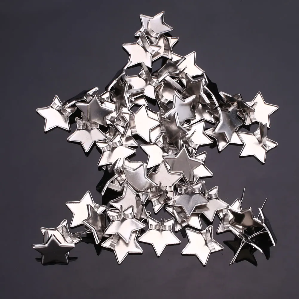

DIY 100PCS Silver Color Five Pointed Star Brads Nails Embellishment Scrapbooking Accessories Craft 2019 New DIY supply