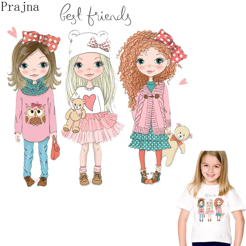 

Prajna Cartoon Girl Patch Iron On Transfers For Clothes Shirt Kids Iron Heat Transfer Vinyl Patch Thermal Sticker Applique Badge