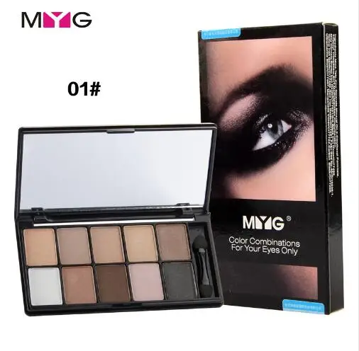 Палетка теней для макияжа глаз MYG 10 цветов нюдовых Дымчатых блестящих матовых