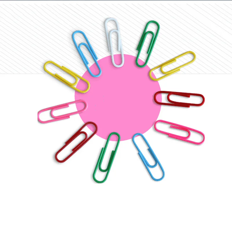 

100pcs/set Colored Paper Clip 28mm Memo Binder Photo Clip Bookmarks Ticket Holder Office School Stationery Supplies Korean Style