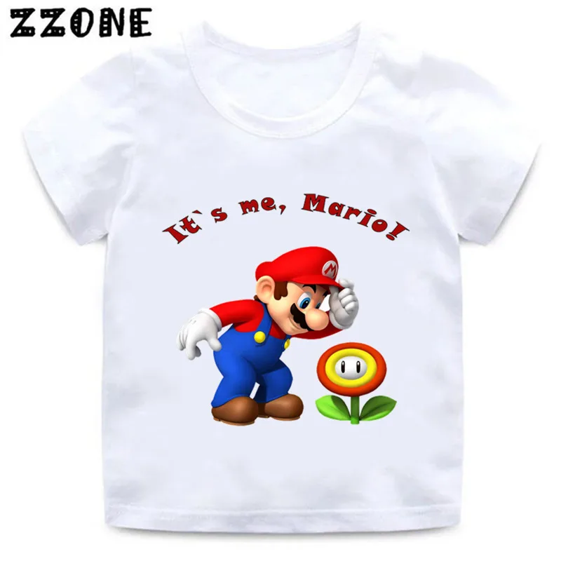 Футболка с принтом «Марио» для мальчиков и девочек детская забавная Одежда «Супер Марио» летняя белая футболка с короткими рукавами для малышей ooo5222 - Цвет: whiteG