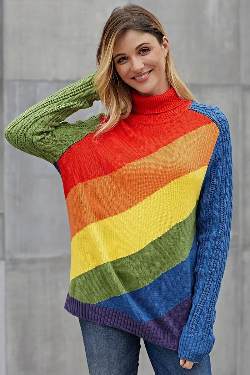 Asymmetric-Cable-Knit-Sleeve-Rainbow-Striped-Sweater-LC27989-22-4