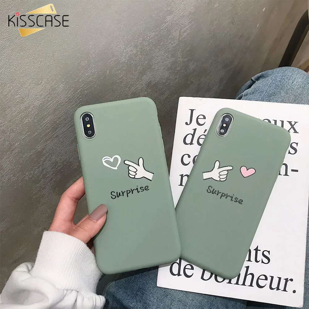 KISSCASE Soft Silicone Case For iPhone 7 XR X XS MAX Couple Pattern Phone 6 6S 8 Plus Heart Coque Funda |