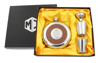 

5sets 5oz Stainless Steel Round Whiskey Flask Cup Embeded Mini Alcohol Hip Flasks With Funnel Bottle Liquor Pot Flagon Gift Set