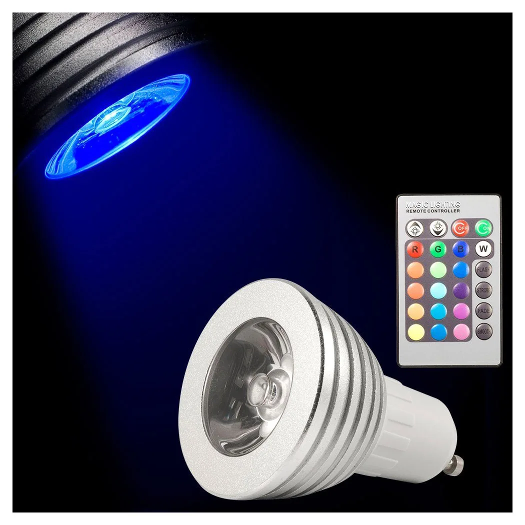 

RGB Top LED Bulb Spot Light Changing Lamp Changing Light Lamp 16 Colors 5W GU10 + 24 Key Remote Controller