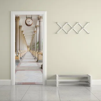 

3D door engraved Calorie colonnade corridor Self - adhesive decorative waterproof door stickers