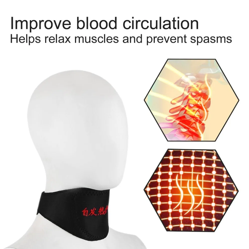 

Black Self Heating Magnetic Therapy Tourmaline Pain Relief Neck Wrap Collar , soothe muscles, promote blood circulation