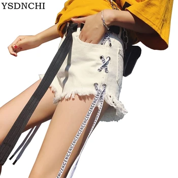 

YSDNCHI Women's Jeans Shorts Summer Vintage Tassel Hot Lace Up Shorts For Women Loose High Waist Casual Party Shorts Jeans Vadim