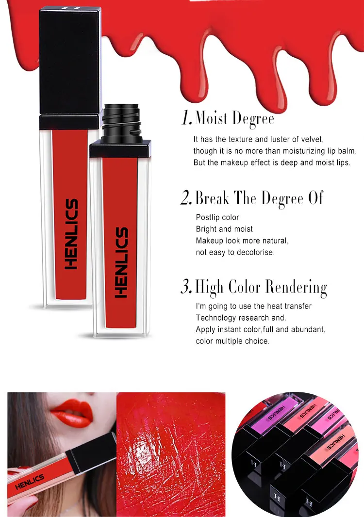 HENLICS 10 Colors Trendy Liquid Lipstick Hot Sale Sexy Lip Paint Waterproof Long Lasting Lipstick Lip Gloss Makeup Cosmetics (5)