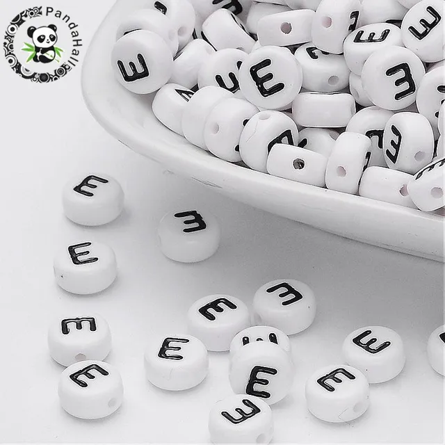 100Pcs Alphabet Beads Flat Round Acrylic Letter Beads For Jewelry