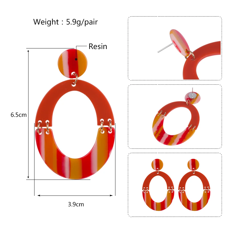 Guanlong Classic Dangle Fashion Acrylic Earrings Women Statement Big Long Circle Geometric Resin Dangling Earring Metal Jewelry (7)