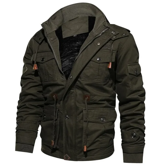 Прямая, мужские Зимние флисовые куртки, теплое пальто с капюшоном, теплая плотная верхняя одежда, военная тактическая куртка, Мужская брендовая одежда - Цвет: Thicken GREEN