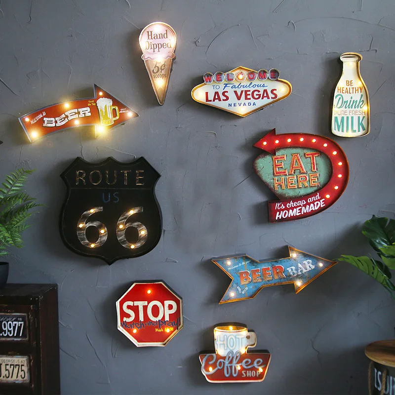 ##BUY Las Vegas Led Neon Coffee Metal Sign Cafe Pub Bar Illuminated Signboard Art Painting Wall Decor Hanging Light Metal Signs