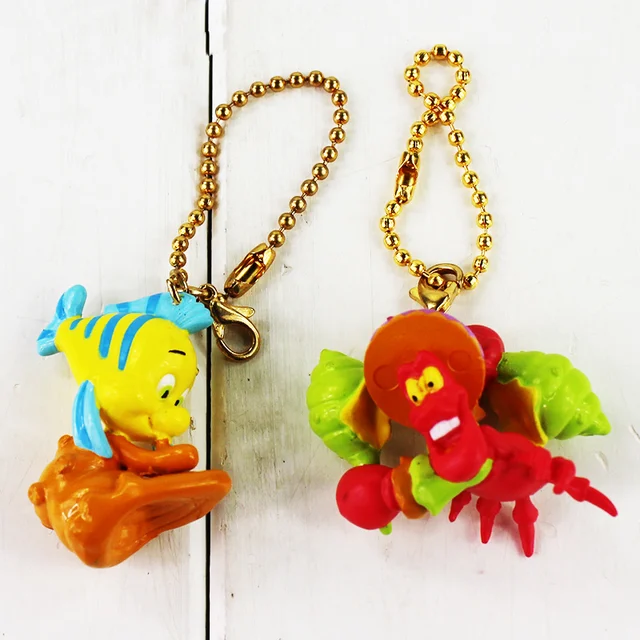 3cm The Little Mermaid Figure Toy Sebastian Flounder Fish Keychain
