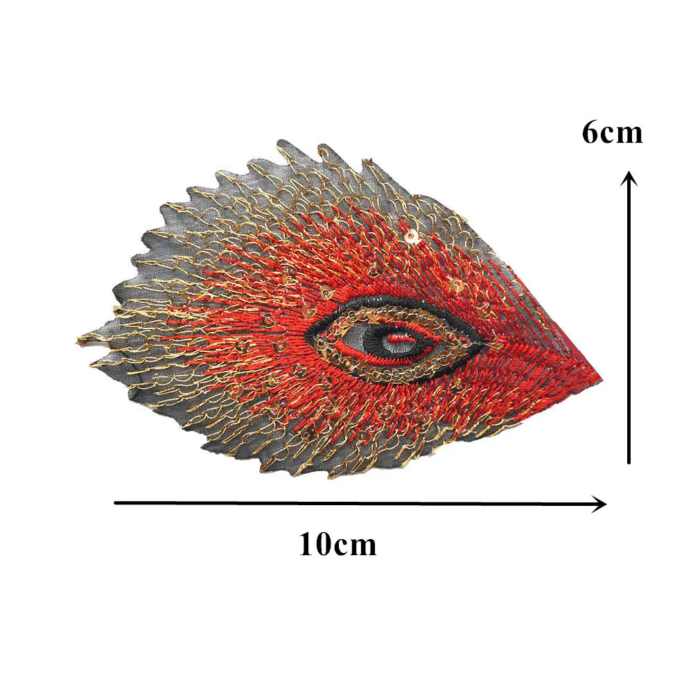10 шт. красные перья павлина Феникс расшитые блестками сетки вышитые пришить железные нашивки Значки для платья DIY Аппликации украшения