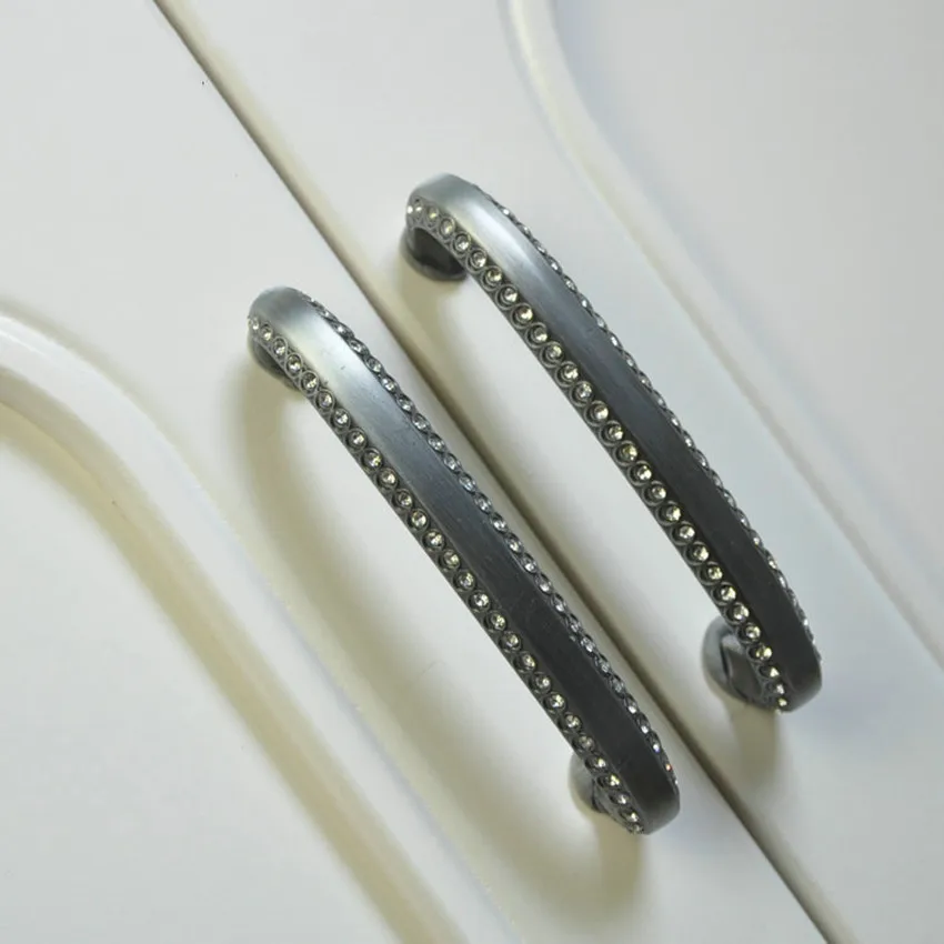 128mm Retro rhinestone furniture handles3.8"Antique iron dresser