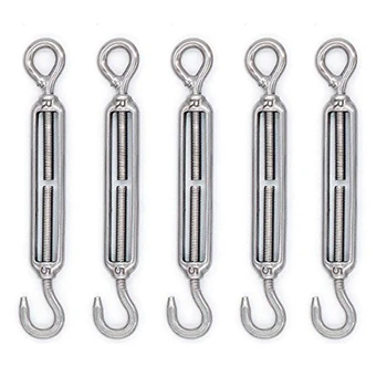 

Retail 10pcs Strong Stainless steel Turnbuckle Strainer M5 Hook Eye Wire Tension Tensioner Basket screws wire rope tension Hook