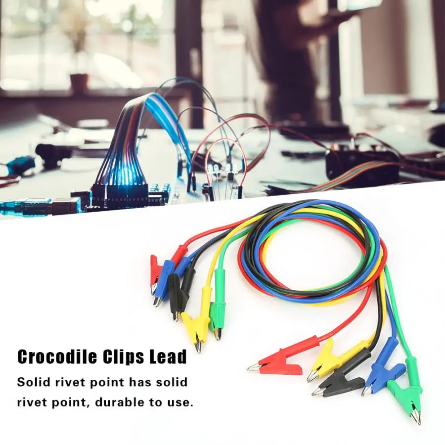 

5Pcs Alligator Clips Crocodile Clips Lead Testing Cable P1024 100cm Colorful Double-ended Lead Testing Probe Cable Wire 15A