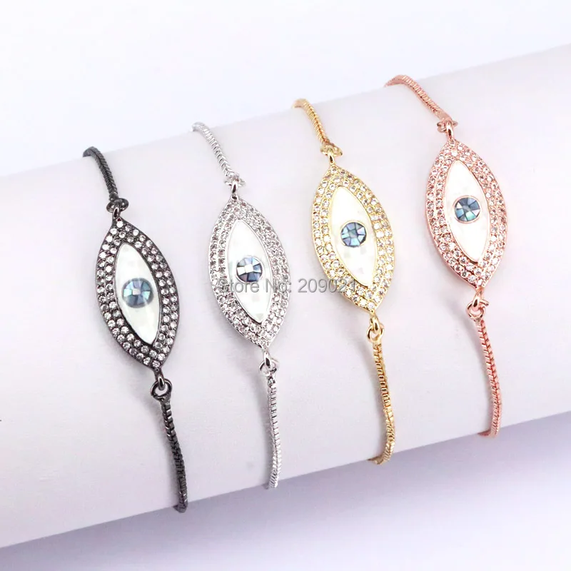 10 шт., модный браслет с подвеской для глаз Abalone, для женщин, микро Pave CZ браслеты «глаз»