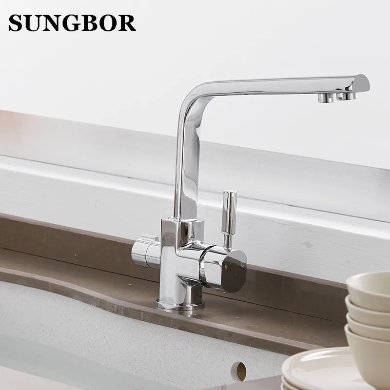 Chrome Kitchen Faucets 360 Degree Rotation 3 Way Water Filter Tap Water Faucets Solid Brass Kitchen Sink Tap Water Mixer CF-0188 Chrome Kitchen Faucets 360 Degree Rotation 3 Way Water Filter Tap Water Faucets Solid Brass Kitchen Sink Tap Water Mixer CF-0188