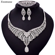 2019Indian style wedding jewelry sets Clear Crystal Rhinestones necklace earrings set for women bridal party jewelry accessories gorgeous crystal bridal jewelry sets wedding necklace earring set for brides party accessories rhinestones decoration gift women