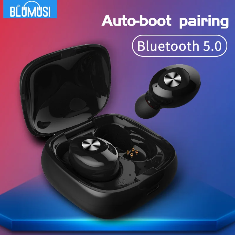 Беспроводные Bluetooth наушники V5.0 TWS спортивные мини 3D стерео музыка бас звук