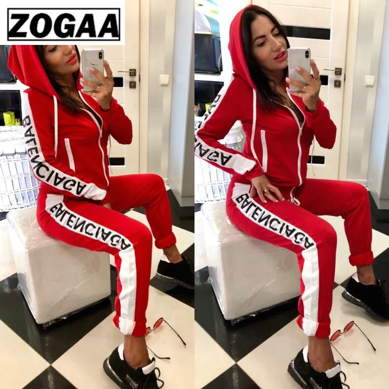 

Women Two Piece Set Top and Pants Club Outfits Ensemble Sport Femme Tracksuit Women Normcore/Minimalist Zipper Hooded Outfits