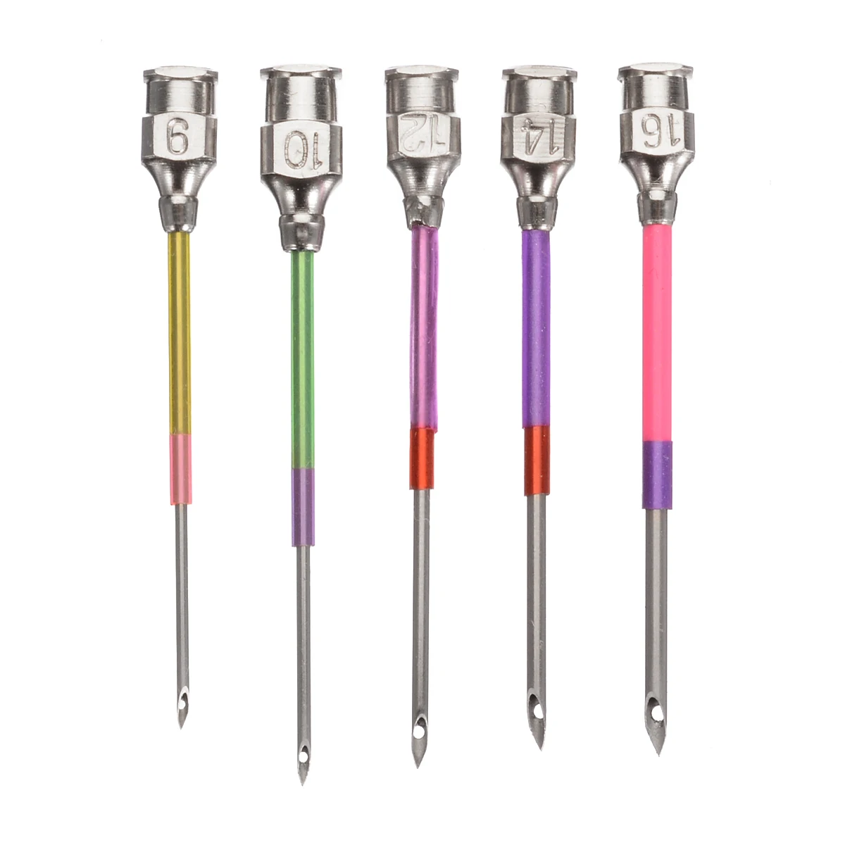 5pcs/set Metal Embroidery Stitching Punch Needle Handmade Embroidery Punch Needle Craft Sewing Tool Set with Tube 9# 10# 12# 16#