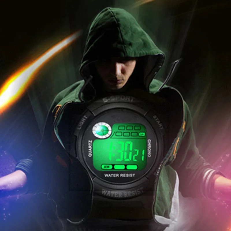 Новые модные детские спортивные наручные часы для мальчиков, браслет со светодиодным индикатором, силиконовые часы, детские электронные