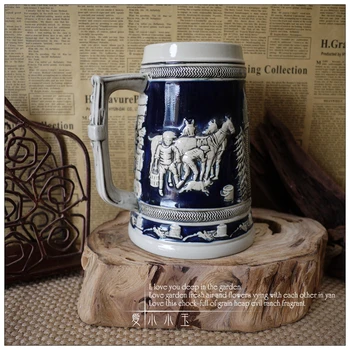 

2016 New Arrival Ceramic German Beer Mug Noble's Racecourse Hand Painted Mugs Embossed Pattern Bar Ornaments
