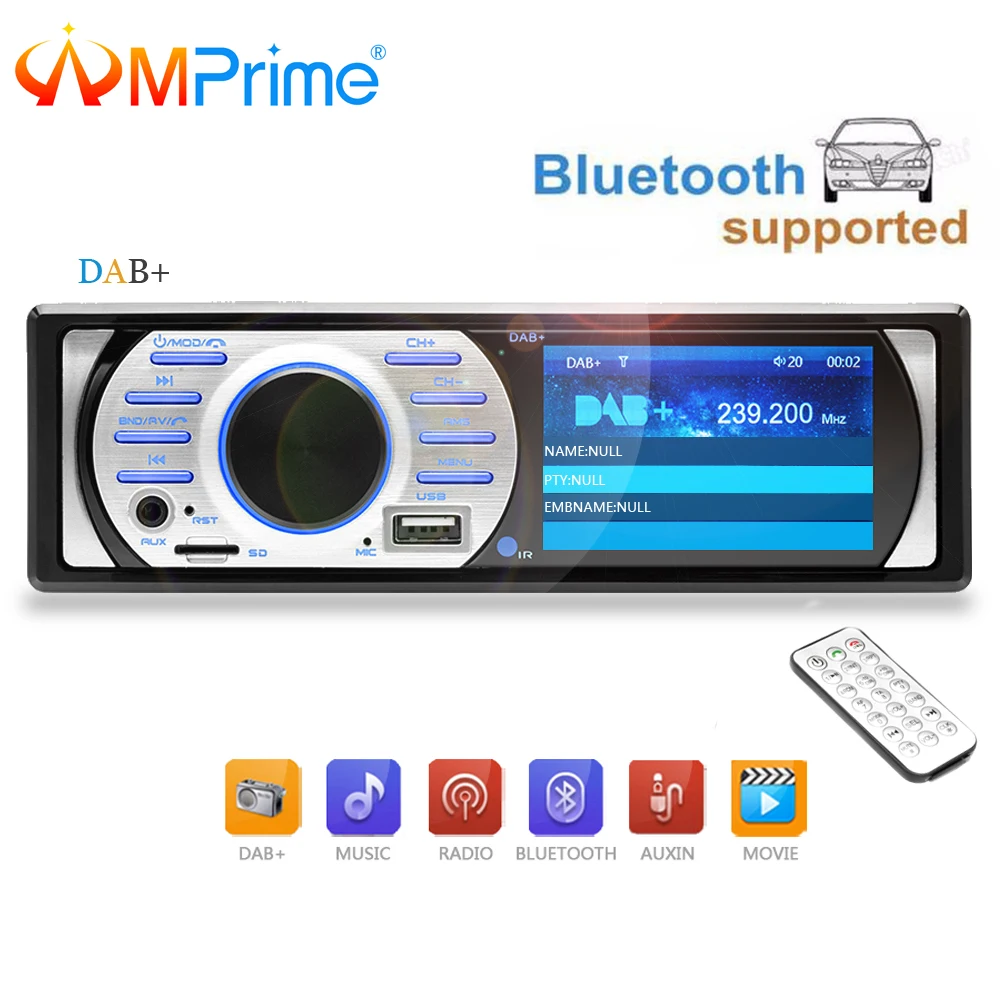 

AMPrime 3.0" HD 1Din Car Radio Auto Audio Stereo 12V Support DAB+ FM USB/TF AUX Bluetooth Interface In-Dash 1 Din Car MP5 Player