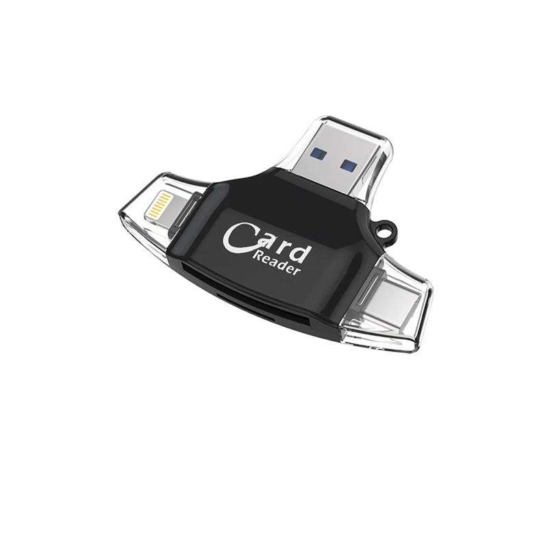4 в 1 Тип C Micro SD кард-ридер usb type-c OTG USB флэш-память гаджет для iPhone iPad MacBook адаптер SD ридер lightning - Цвет: Черный