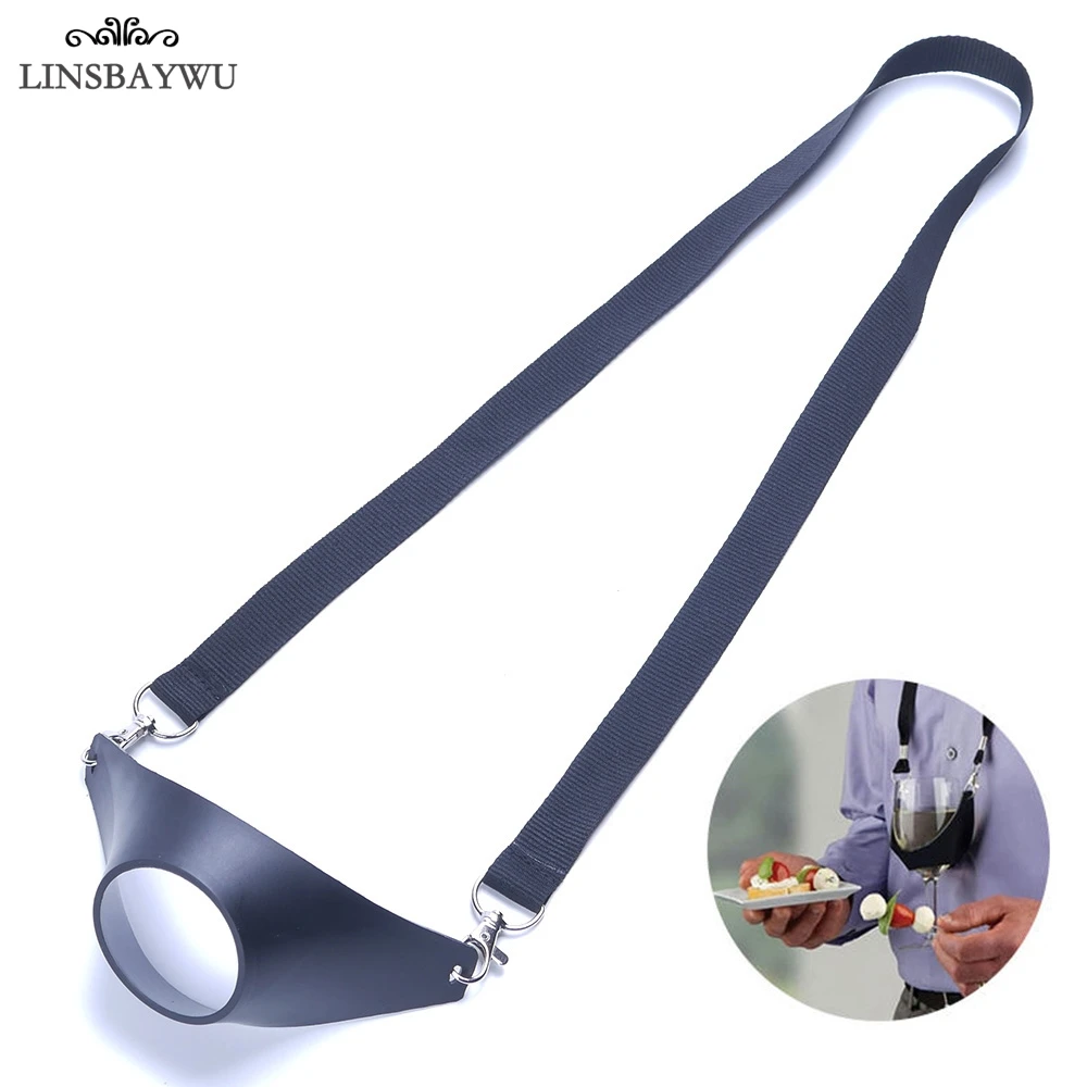 

LINSBAYWU Portable Wine Strap Glass Holder Birthday Cocktail Party Black Neck Strap Glass Sling Yoke Holders