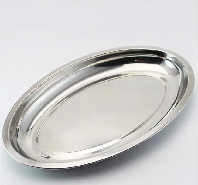 Kitchen Tool Thick Oval Stainless Steel Plates / Fish Dish / Fish