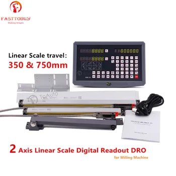 

2 Axis Linear Scale Linear Encoder 350mm & 750mm 14" & 30" with 110/240VAC Digital Readout DRO kit for Milling Machine