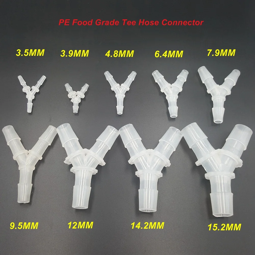 

5pcs/lot PE Food Grade Y-Type Tee Hose Connector Equal Diameter Gladhand for 3-17MM Hose Silicone Tube